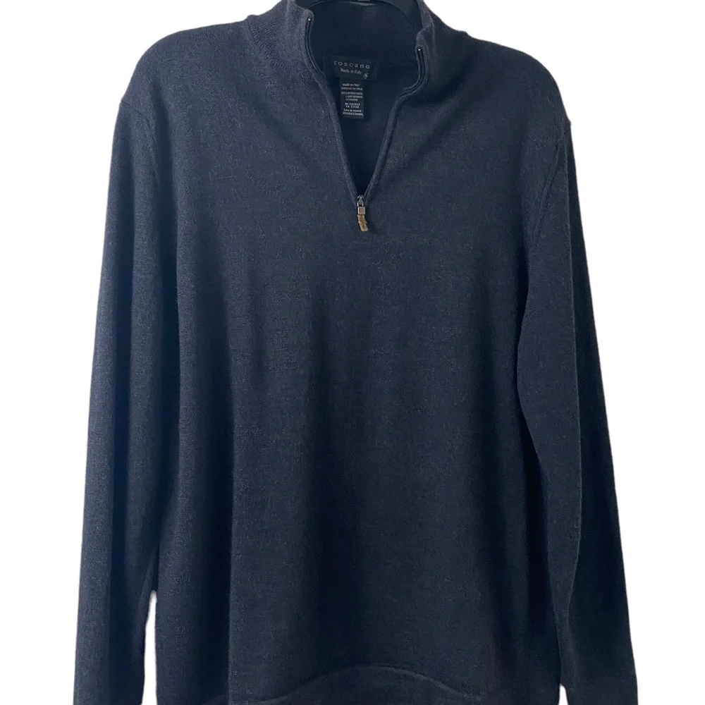 Toscano 100% Merino Wool  Men Pull Over Sweater. Charcoal Gray (Dark)  Sz M